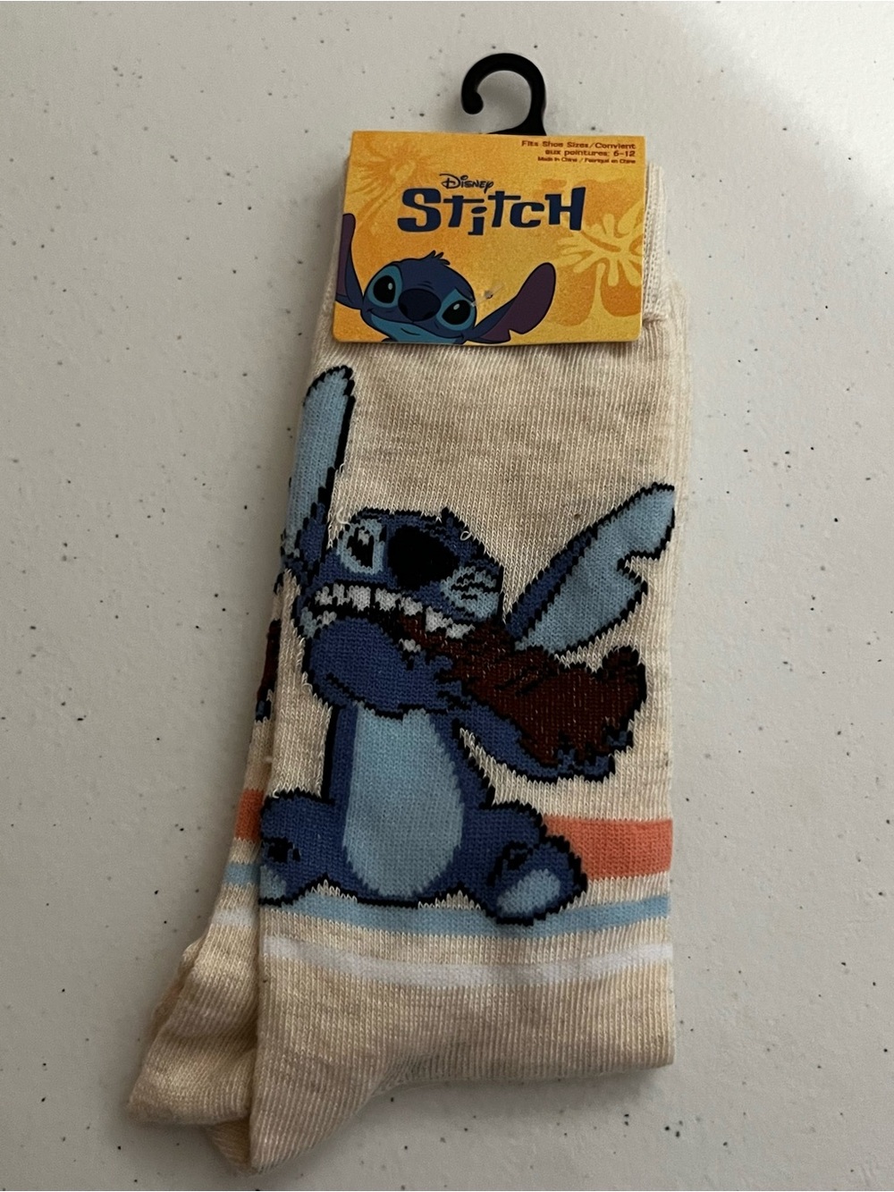 Disney Long Cream Socks with Stitch